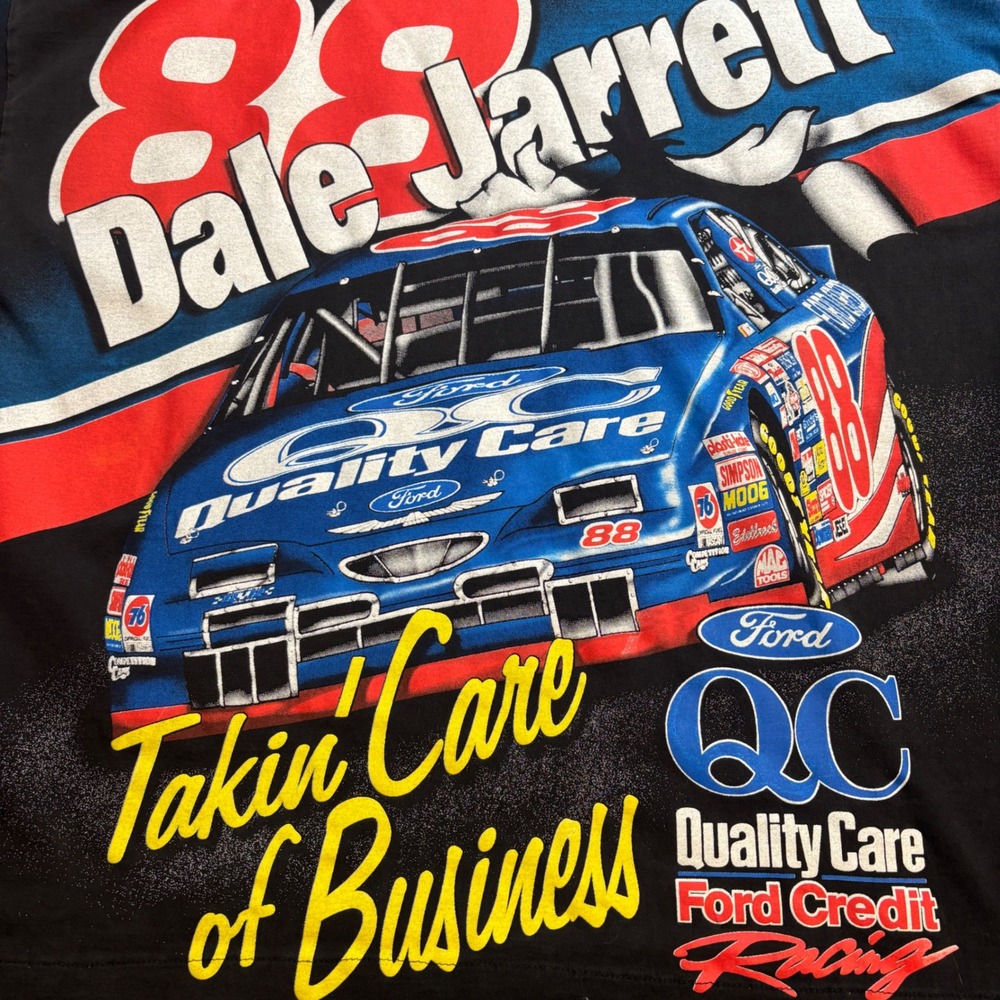 Vintage Dale Jarrett Graphic Tee Mens XL Racing T-Shirt Chase AOP USA NASCAR Y2K - Picture 2 of 9